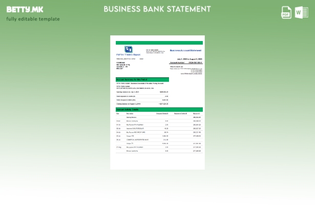 модерен стил Деловен извод од петта трета банка Шаблон Word и PDF